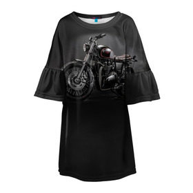 Детское платье 3D с принтом Triumph 1 в Екатеринбурге, 100% полиэстер | прямой силуэт, чуть расширенный к низу. Круглая горловина, на рукавах — воланы | Тематика изображения на принте: moto | triumph | мотоцикл | мотоциклы | триумф