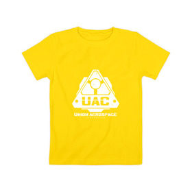 Детская футболка хлопок с принтом UAC в Екатеринбурге, 100% хлопок | круглый вырез горловины, полуприлегающий силуэт, длина до линии бедер | corporation | doom | дум