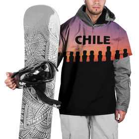 Накидка на куртку 3D с принтом Чили в Екатеринбурге, 100% полиэстер |  | Тематика изображения на принте: изваяние | истукан | латинская америка | остров пасхи | турист | чили