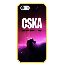 Чехол для iPhone 5/5S матовый с принтом CSKA space в Екатеринбурге, Силикон | Область печати: задняя сторона чехла, без боковых панелей | Тематика изображения на принте: cska | конь | космос | красно синие | на макете изображена космическая туманность в виде коня   символа пфк цска.цска | премьер лига | футбол | чемпион