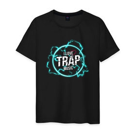 Мужская футболка хлопок с принтом I love Trap music в Екатеринбурге, 100% хлопок | прямой крой, круглый вырез горловины, длина до линии бедер, слегка спущенное плечо. | drop | love | music | trap | басс | люблю | музыка | трэп