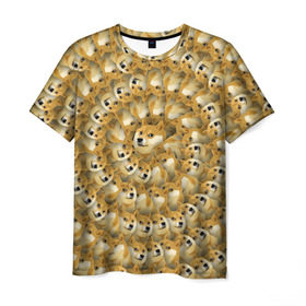 Мужская футболка 3D с принтом Фрактал из Doge в Екатеринбурге, 100% полиэфир | прямой крой, круглый вырез горловины, длина до линии бедер | мем | собака | хаски