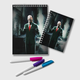 Блокнот с принтом Hitman в Екатеринбурге, 100% бумага | 48 листов, плотность листов — 60 г/м2, плотность картонной обложки — 250 г/м2. Листы скреплены удобной пружинной спиралью. Цвет линий — светло-серый
 | agent | hitman | агент 47 | хитмэн