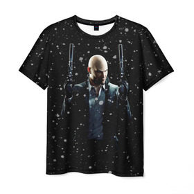 Мужская футболка 3D с принтом Hitman в Екатеринбурге, 100% полиэфир | прямой крой, круглый вырез горловины, длина до линии бедер | Тематика изображения на принте: agent | hitman | агент 47 | хитмэн