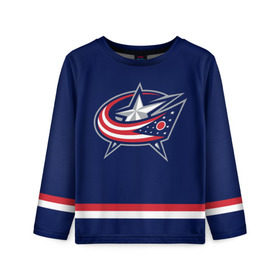 Детский лонгслив 3D с принтом Columbus Blue Jackets в Екатеринбурге, 100% полиэстер | длинные рукава, круглый вырез горловины, полуприлегающий силуэт
 | columbus blue jackets | hockey | nhl | нхл | хоккей