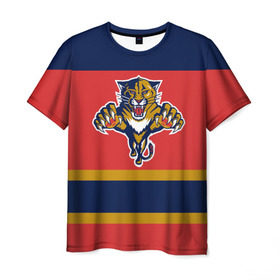Мужская футболка 3D с принтом Florida Panthers в Екатеринбурге, 100% полиэфир | прямой крой, круглый вырез горловины, длина до линии бедер | Тематика изображения на принте: florida panthers | hockey | nhl | нхл | хоккей