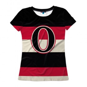 Женская футболка 3D с принтом Ottawa Senators O в Екатеринбурге, 100% полиэфир ( синтетическое хлопкоподобное полотно) | прямой крой, круглый вырез горловины, длина до линии бедер | hockey | nhl | ottawa senators | нхл | хоккей