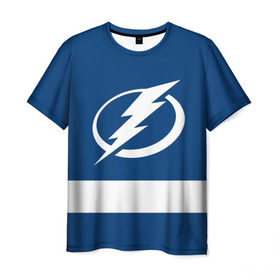 Мужская футболка 3D с принтом Tampa Bay Lightning в Екатеринбурге, 100% полиэфир | прямой крой, круглый вырез горловины, длина до линии бедер | Тематика изображения на принте: hockey | nhl | tampa bay lightning | нхл | хоккей