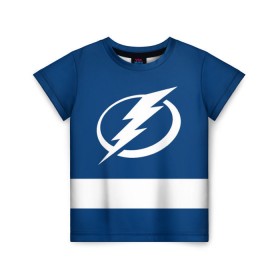 Детская футболка 3D с принтом Tampa Bay Lightning в Екатеринбурге, 100% гипоаллергенный полиэфир | прямой крой, круглый вырез горловины, длина до линии бедер, чуть спущенное плечо, ткань немного тянется | hockey | nhl | tampa bay lightning | нхл | хоккей