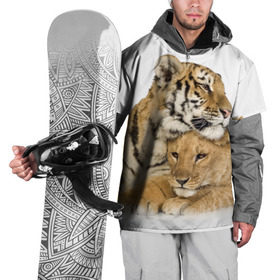 Накидка на куртку 3D с принтом Тигр и львица в Екатеринбурге, 100% полиэстер |  | дикие | милые | природа | тигр | яркие