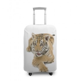 Чехол для чемодана 3D с принтом Ласковый тигренок в Екатеринбурге, 86% полиэфир, 14% спандекс | двустороннее нанесение принта, прорези для ручек и колес | Тематика изображения на принте: дикие | милые | природа | тигр | яркие