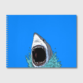 Альбом для рисования с принтом shark в Екатеринбурге, 100% бумага
 | матовая бумага, плотность 200 мг. | fish | ocean | shark | water | акула | море | океан | рыба