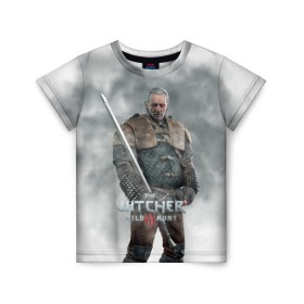Детская футболка 3D с принтом The Witcher в Екатеринбурге, 100% гипоаллергенный полиэфир | прямой крой, круглый вырез горловины, длина до линии бедер, чуть спущенное плечо, ткань немного тянется | witcher | ведьмак | геральт