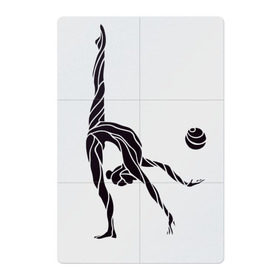 Магнитный плакат 2Х3 с принтом Гимнастка с мячом в Екатеринбурге, Полимерный материал с магнитным слоем | 6 деталей размером 9*9 см | булавы | гимнастика | гимнастка | лента | мяч | обруч | художественная гимнастика