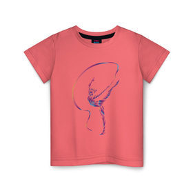 Детская футболка хлопок с принтом Гимнастка с лентой 3 в Екатеринбурге, 100% хлопок | круглый вырез горловины, полуприлегающий силуэт, длина до линии бедер | булавы | гимнастика | гимнастка | лента | мяч | обруч | художественная гимнастика