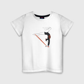 Детская футболка хлопок с принтом Гимнастка со скакалкой в Екатеринбурге, 100% хлопок | круглый вырез горловины, полуприлегающий силуэт, длина до линии бедер | Тематика изображения на принте: булавы | гимнастика | гимнастка | лента | мяч | обруч | художественная гимнастика