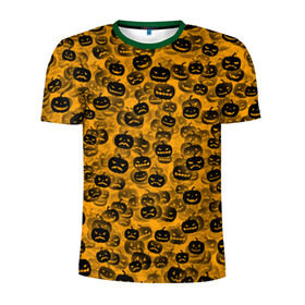 Мужская футболка 3D спортивная с принтом Тыквы в Екатеринбурге, 100% полиэстер с улучшенными характеристиками | приталенный силуэт, круглая горловина, широкие плечи, сужается к линии бедра | halloween | helloween | хеллоуин