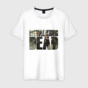 Мужская футболка хлопок с принтом Рик и Дерил в Екатеринбурге, 100% хлопок | прямой крой, круглый вырез горловины, длина до линии бедер, слегка спущенное плечо. | the walking dead