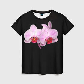 Женская футболка 3D с принтом Орхидея в Екатеринбурге, 100% полиэфир ( синтетическое хлопкоподобное полотно) | прямой крой, круглый вырез горловины, длина до линии бедер | Тематика изображения на принте: 