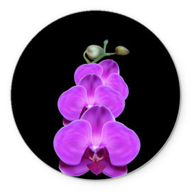 Коврик круглый с принтом Орхидея в Екатеринбурге, резина и полиэстер | круглая форма, изображение наносится на всю лицевую часть | Тематика изображения на принте: орхидея | флора | цветок