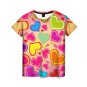 Женская футболка 3D с принтом Любовная фантазия в Екатеринбурге, 100% полиэфир ( синтетическое хлопкоподобное полотно) | прямой крой, круглый вырез горловины, длина до линии бедер | любовь | поцелуй | святой валентин | сердце | счастье | я люблю тебя