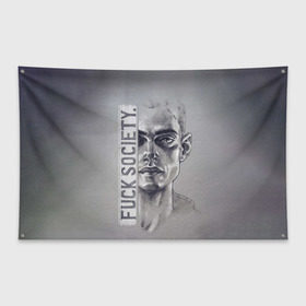 Флаг-баннер с принтом Fuck Society в Екатеринбурге, 100% полиэстер | размер 67 х 109 см, плотность ткани — 95 г/м2; по краям флага есть четыре люверса для крепления | fsociety | mr robot | анонимус | мистер робот