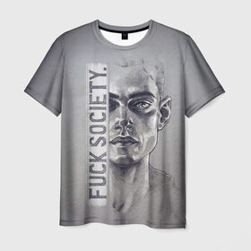 Мужская футболка 3D с принтом Fuck Society в Екатеринбурге, 100% полиэфир | прямой крой, круглый вырез горловины, длина до линии бедер | fsociety | mr robot | анонимус | мистер робот