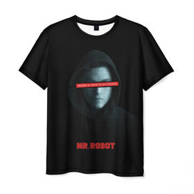 Мужская футболка 3D с принтом Mr Robot в Екатеринбурге, 100% полиэфир | прямой крой, круглый вырез горловины, длина до линии бедер | fsociety | mr robot | анонимус | мистер робот