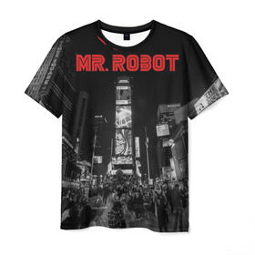 Мужская футболка 3D с принтом Мистер Робот в Екатеринбурге, 100% полиэфир | прямой крой, круглый вырез горловины, длина до линии бедер | fsociety | mr robot | анонимус | мистер робот