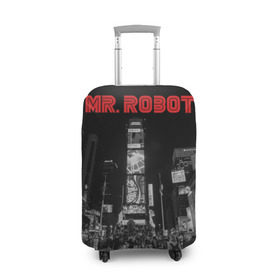 Чехол для чемодана 3D с принтом Мистер Робот в Екатеринбурге, 86% полиэфир, 14% спандекс | двустороннее нанесение принта, прорези для ручек и колес | fsociety | mr robot | анонимус | мистер робот