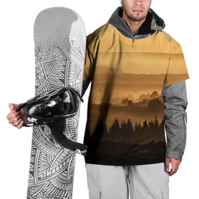 Накидка на куртку 3D с принтом Родные просторы в Екатеринбурге, 100% полиэстер |  | восход | горы | даль | закат | лес | небо | облака | природа | солнце