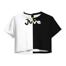 Женская футболка 3D укороченная с принтом Juventus в Екатеринбурге, 100% полиэстер | круглая горловина, длина футболки до линии талии, рукава с отворотами | 