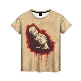 Женская футболка 3D с принтом История Ужасов в Екатеринбурге, 100% полиэфир ( синтетическое хлопкоподобное полотно) | прямой крой, круглый вырез горловины, длина до линии бедер | 