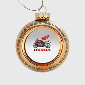 Стеклянный ёлочный шар с принтом Honda 2 в Екатеринбурге, Стекло | Диаметр: 80 мм | honda | moto | мото | мотоцикл | мотоциклы | хонда
