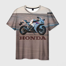 Мужская футболка 3D с принтом Honda 1 в Екатеринбурге, 100% полиэфир | прямой крой, круглый вырез горловины, длина до линии бедер | Тематика изображения на принте: honda | moto | мото | мотоцикл | мотоциклы | хонда