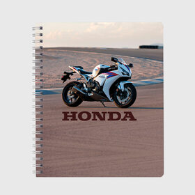Тетрадь с принтом Honda 1 в Екатеринбурге, 100% бумага | 48 листов, плотность листов — 60 г/м2, плотность картонной обложки — 250 г/м2. Листы скреплены сбоку удобной пружинной спиралью. Уголки страниц и обложки скругленные. Цвет линий — светло-серый
 | honda | moto | мото | мотоцикл | мотоциклы | хонда