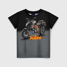 Детская футболка 3D с принтом KTM 4 в Екатеринбурге, 100% гипоаллергенный полиэфир | прямой крой, круглый вырез горловины, длина до линии бедер, чуть спущенное плечо, ткань немного тянется | Тематика изображения на принте: ktm | moto | катээм | ктм | мото | мотоцикл | мотоциклы