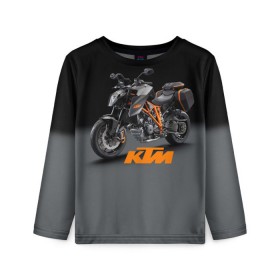 Детский лонгслив 3D с принтом KTM 4 в Екатеринбурге, 100% полиэстер | длинные рукава, круглый вырез горловины, полуприлегающий силуэт
 | ktm | moto | катээм | ктм | мото | мотоцикл | мотоциклы