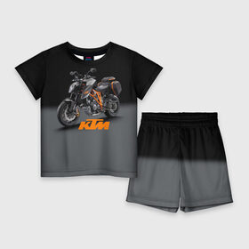 Детский костюм с шортами 3D с принтом KTM 4 в Екатеринбурге,  |  | ktm | moto | катээм | ктм | мото | мотоцикл | мотоциклы
