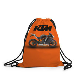 Рюкзак-мешок 3D с принтом KTM 1 в Екатеринбурге, 100% полиэстер | плотность ткани — 200 г/м2, размер — 35 х 45 см; лямки — толстые шнурки, застежка на шнуровке, без карманов и подкладки | ktm | moto | катээм | ктм | мото | мотоцикл | мотоциклы