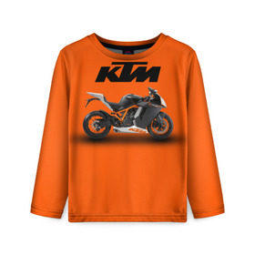 Детский лонгслив 3D с принтом KTM 1 в Екатеринбурге, 100% полиэстер | длинные рукава, круглый вырез горловины, полуприлегающий силуэт
 | Тематика изображения на принте: ktm | moto | катээм | ктм | мото | мотоцикл | мотоциклы