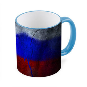 Кружка 3D с принтом Триколор (Краской на земле) в Екатеринбурге, керамика | ёмкость 330 мл | russia | белый | красный | российский флаг | россия | синий | триколор