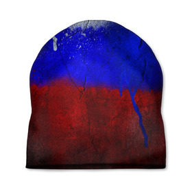 Шапка 3D с принтом Триколор (Краской на земле) в Екатеринбурге, 100% полиэстер | универсальный размер, печать по всей поверхности изделия | Тематика изображения на принте: russia | белый | красный | российский флаг | россия | синий | триколор