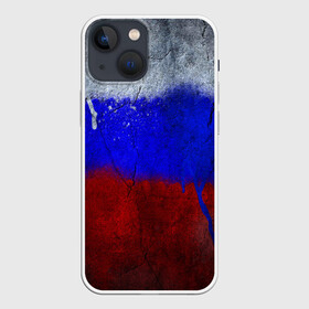 Чехол для iPhone 13 mini с принтом Триколор (Краской на земле) в Екатеринбурге,  |  | russia | белый | красный | российский флаг | россия | синий | триколор