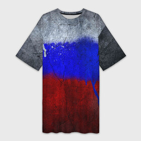 Платье-футболка 3D с принтом Триколор (Краской на земле) в Екатеринбурге,  |  | russia | белый | красный | российский флаг | россия | синий | триколор