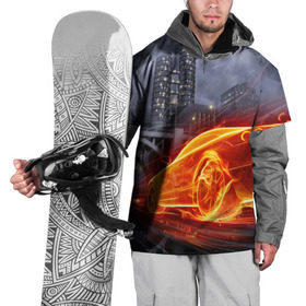 Накидка на куртку 3D с принтом Огненная погоня в Екатеринбурге, 100% полиэстер |  | авто | гонки | дым | машина | огонь | пламя
