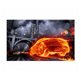 Бумага для упаковки 3D с принтом Огненная погоня в Екатеринбурге, пластик и полированная сталь | круглая форма, металлическое крепление в виде кольца | авто | гонки | дым | машина | огонь | пламя