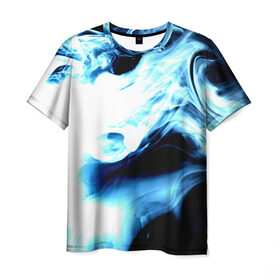 Мужская футболка 3D с принтом Дым в Екатеринбурге, 100% полиэфир | прямой крой, круглый вырез горловины, длина до линии бедер | чёрный