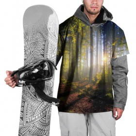 Накидка на куртку 3D с принтом Утро в лесу в Екатеринбурге, 100% полиэстер |  | bright | fog | forest | morning | sun | tree | trees | дерево | деревья | лес | солнце | туман | утро | яркое