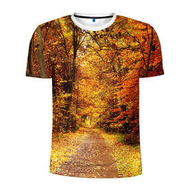 Мужская футболка 3D спортивная с принтом Осень в Екатеринбурге, 100% полиэстер с улучшенными характеристиками | приталенный силуэт, круглая горловина, широкие плечи, сужается к линии бедра | autumn | bright | colors | forest | paint | trees | деревья | краски | лес | осень | цвета | яркие